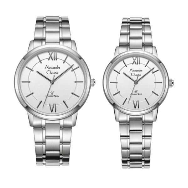 Alexandre Christie AC 8689 Silver White Couple